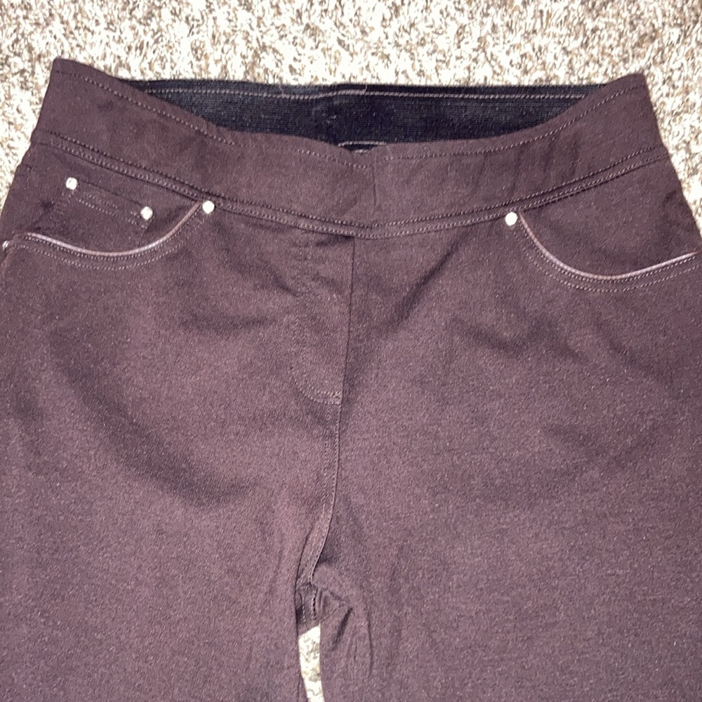 Rebecca Malone Dark Chocolate Brown Petite Elastic Waist Pant